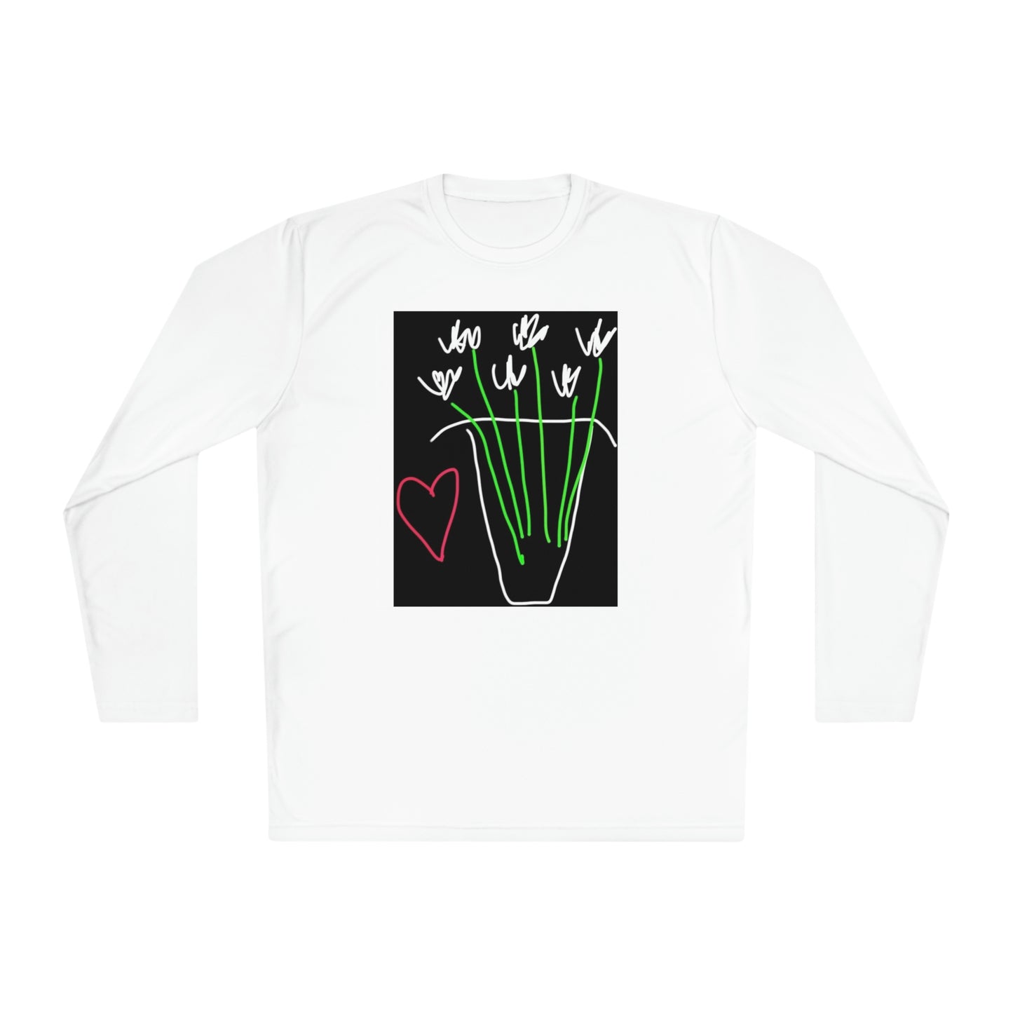 Vase, White Flowers- Unisex Lightweight Long Sleeve Tee- Adult