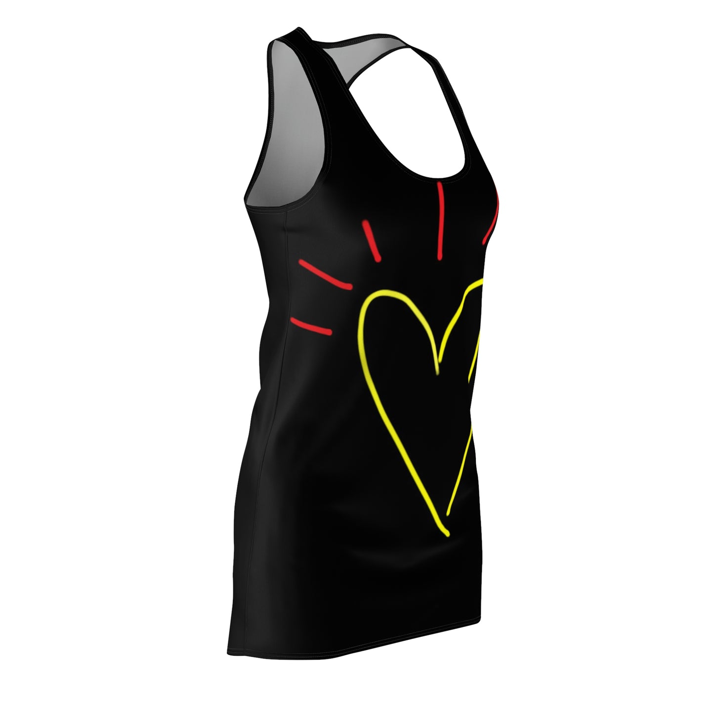 Gold Heart- Women's Cut & Sew Racerback Dress (AOP)- Black
