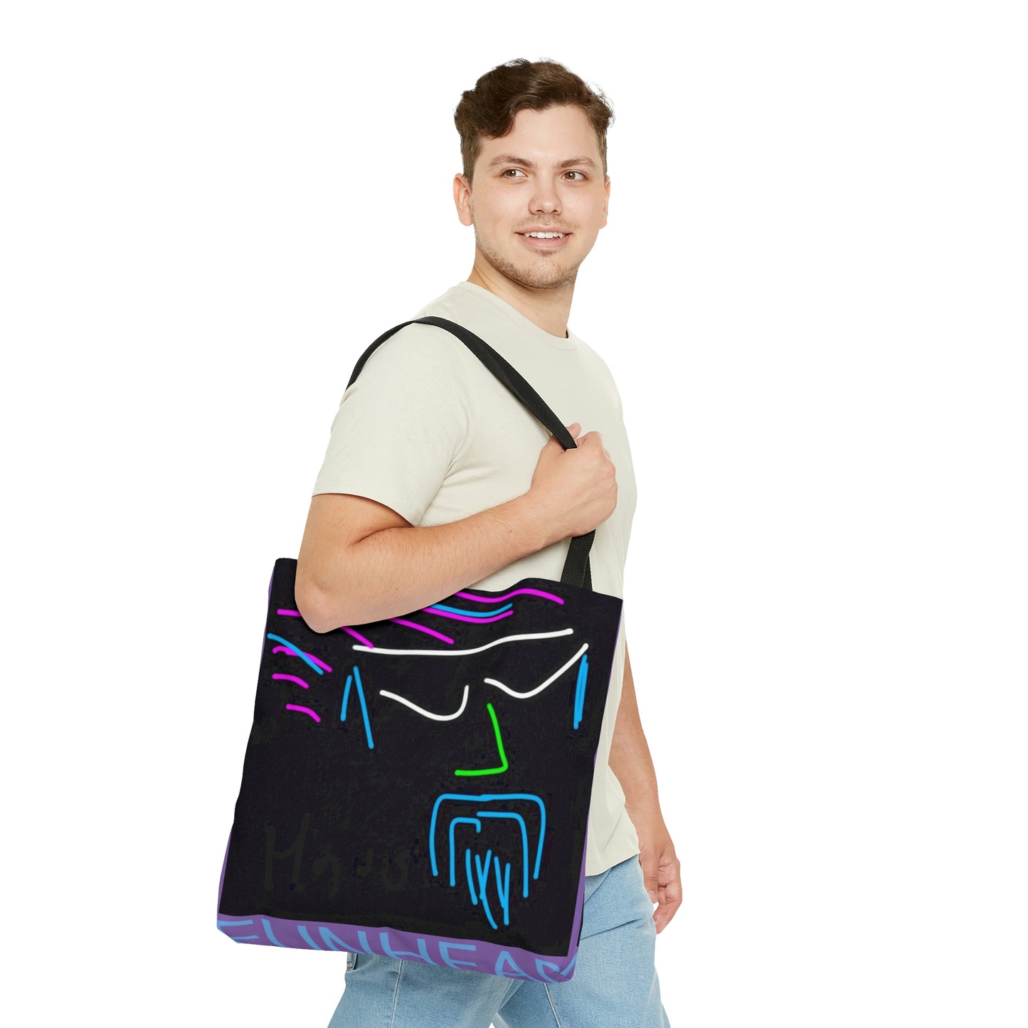 Funhead- Tote Bag (AOP)- Black and Purple