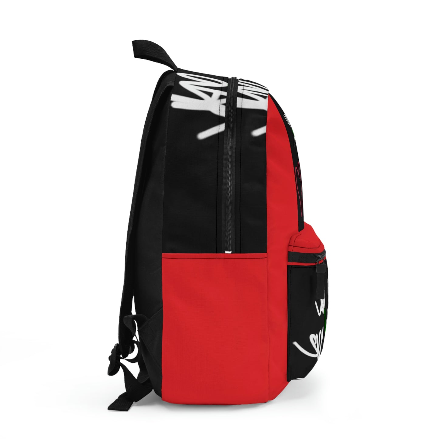 Vase, White Flowers- Backpack- Black & Red