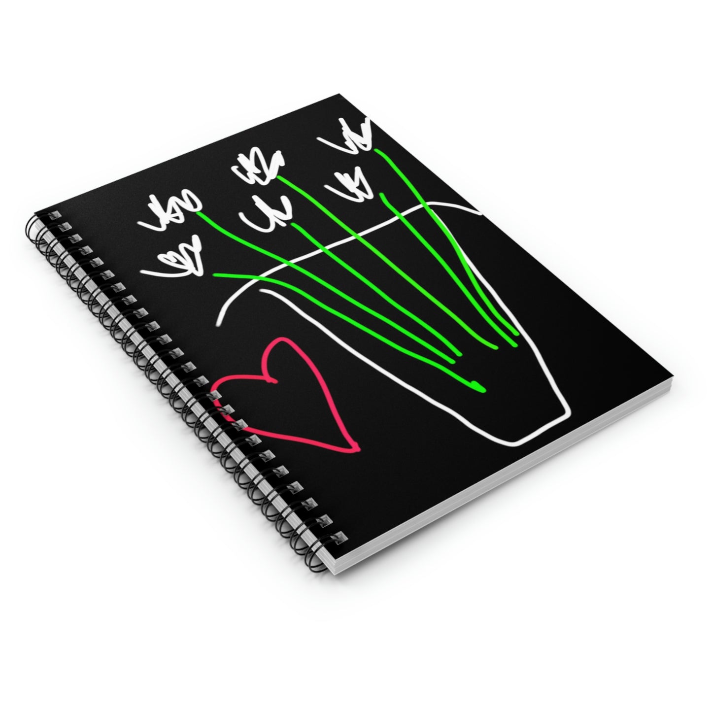 Vase, White Flowers- Spiral Notebook - Ruled Line