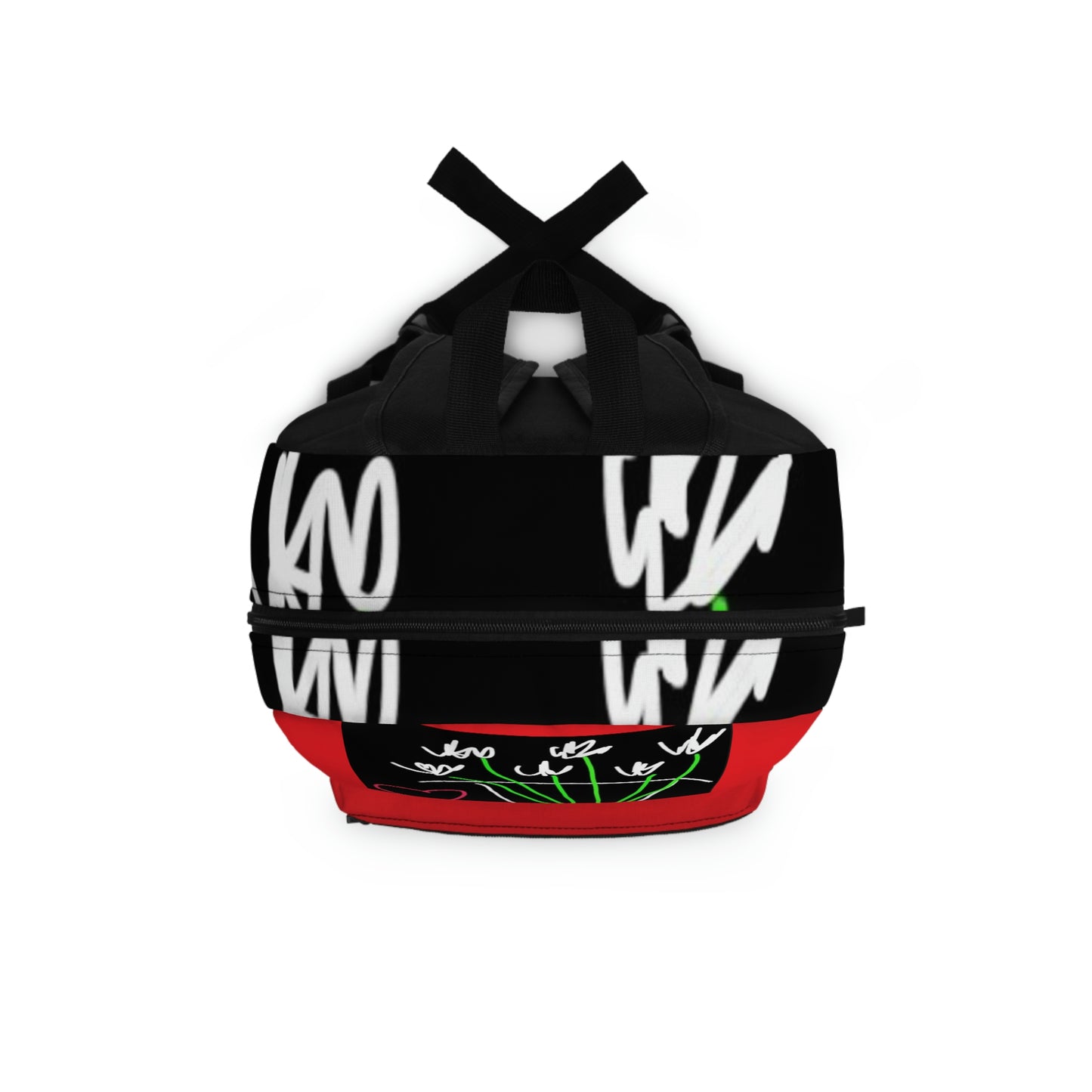 Vase, White Flowers- Backpack- Black & Red