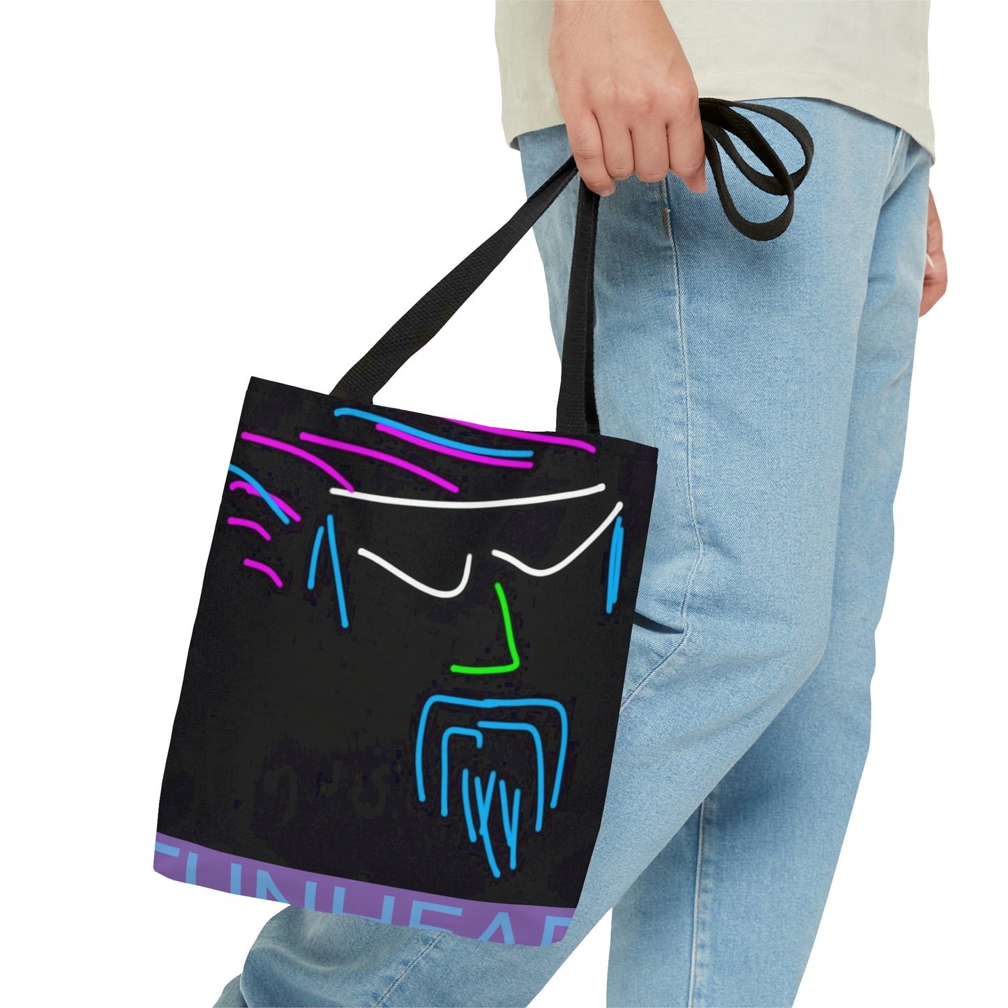 Funhead- Tote Bag (AOP)- Black and Purple