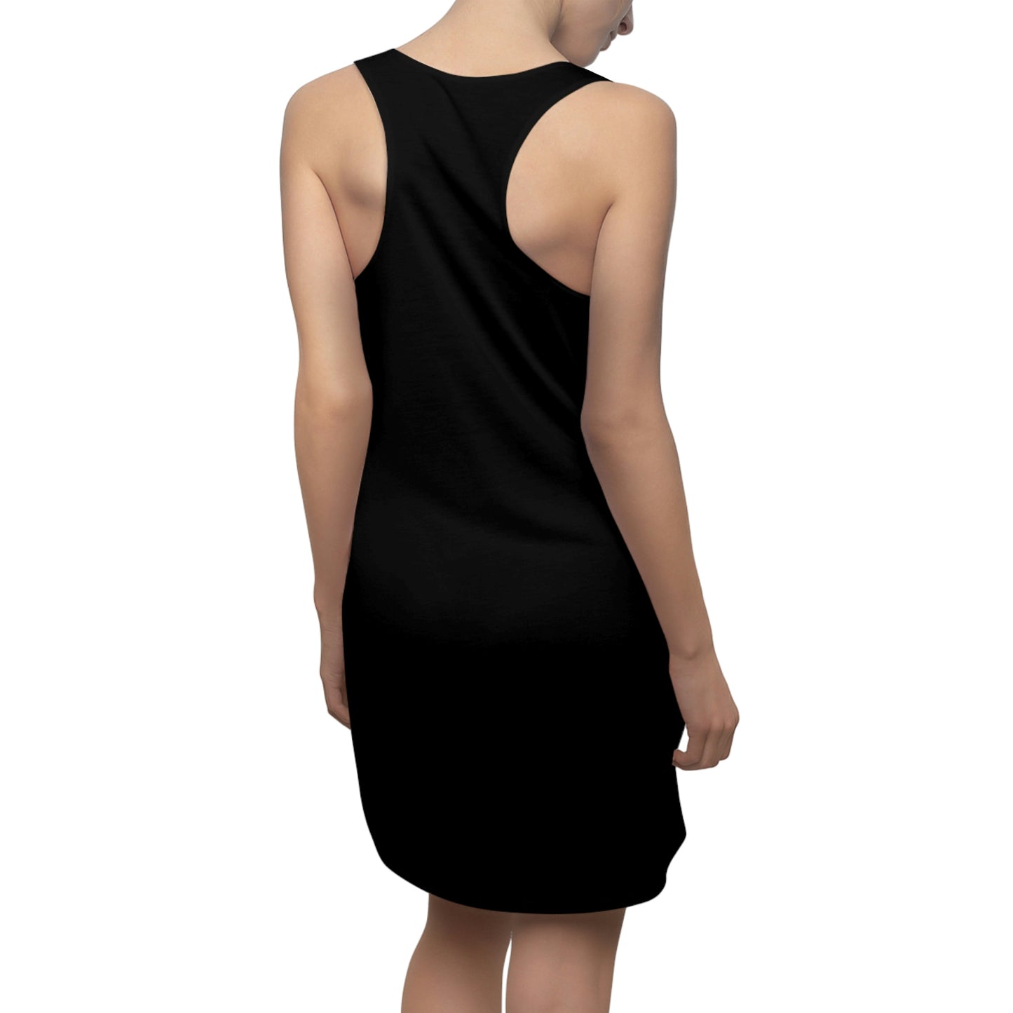 3 Purple Flowers- Women's Cut & Sew Racerback Dress (AOP)- Black