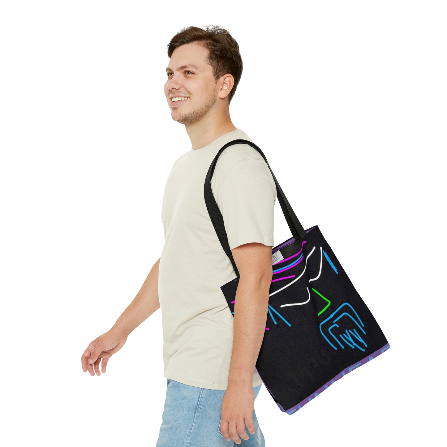 Funhead- Tote Bag (AOP)- Black and Purple