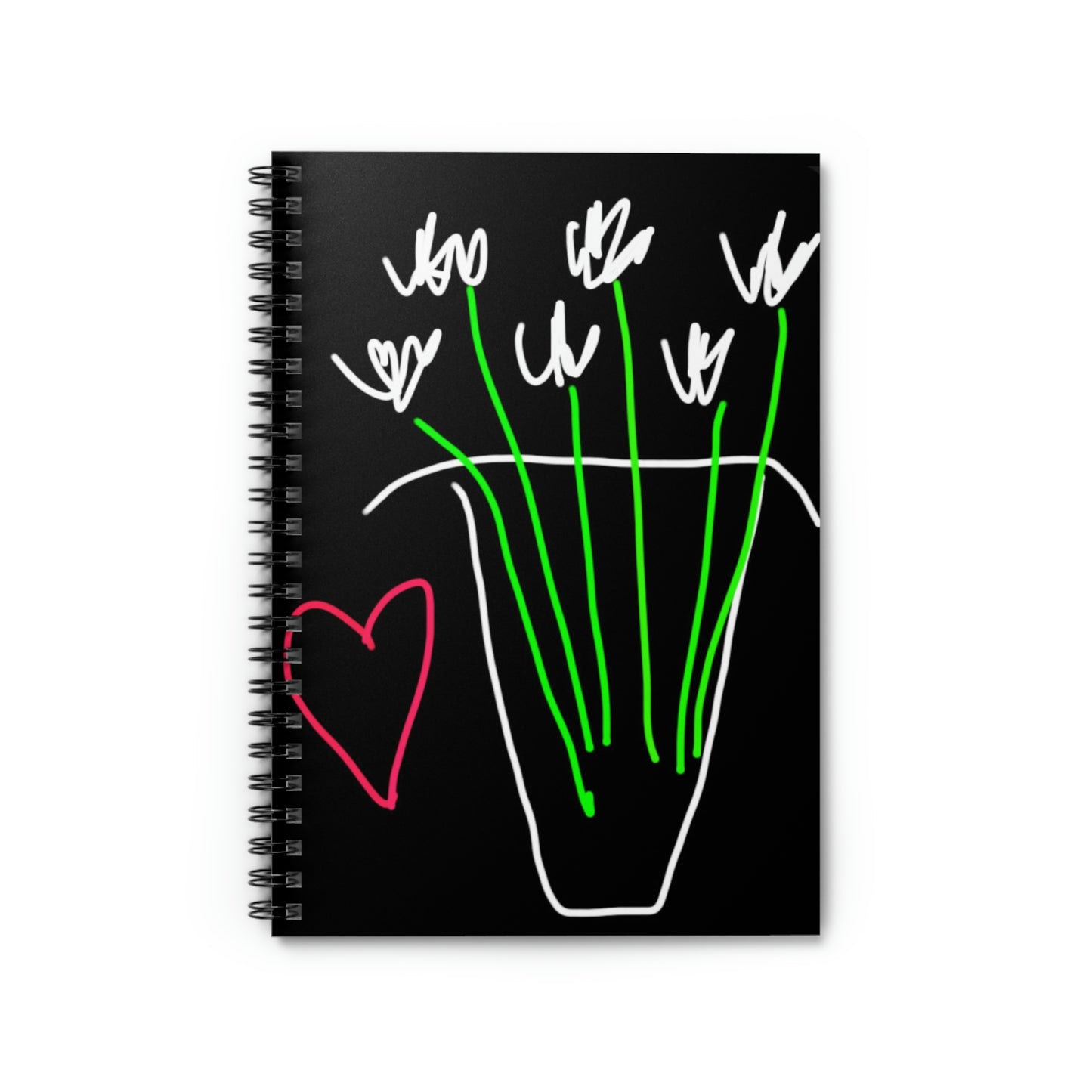 Vase, White Flowers- Spiral Notebook - Ruled Line