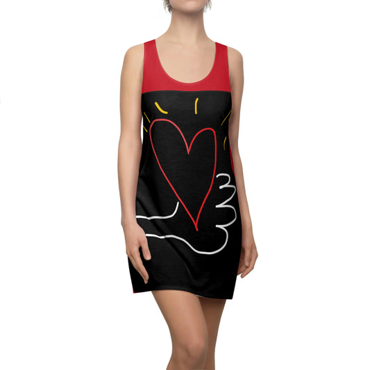 Take My Heart- Women's Cut & Sew Racerback Dress Black & Red