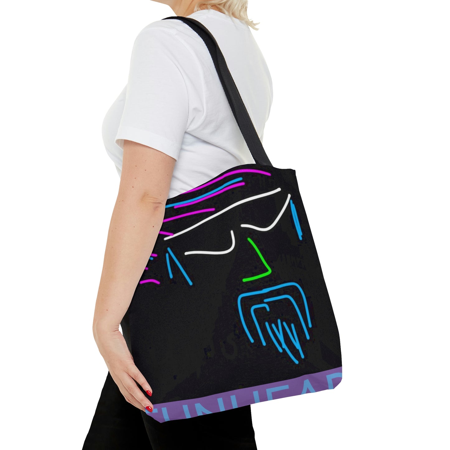 Funhead- Tote Bag (AOP)- Black and Purple