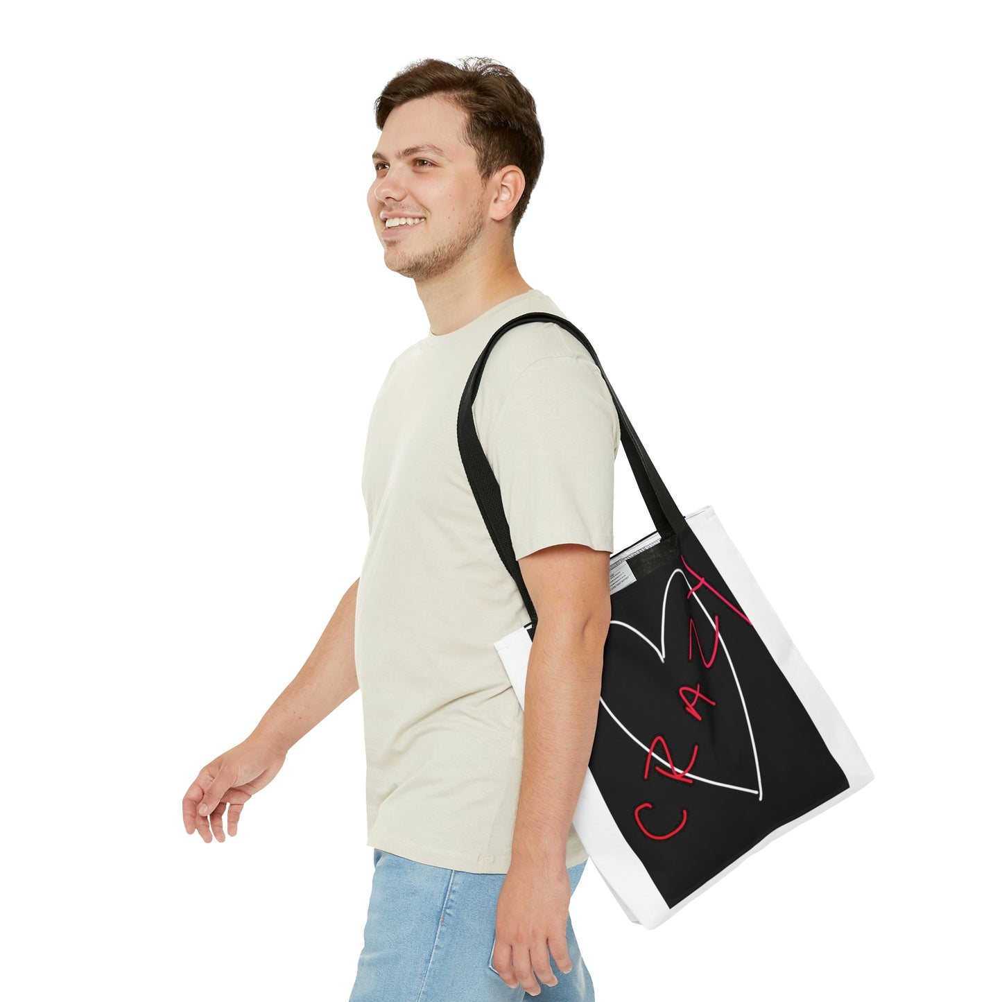 Crazy Heart- Tote Bag (AOP)- Black & White