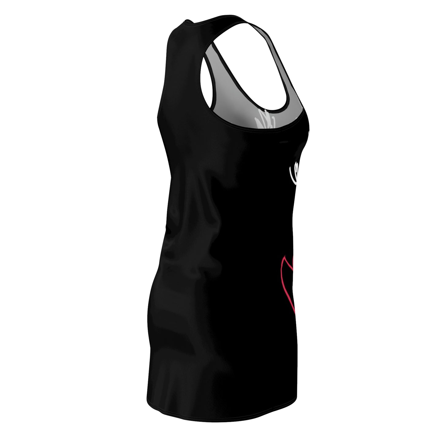 Vase, White Flowers- Women's Cut & Sew Racerback Dress- Black