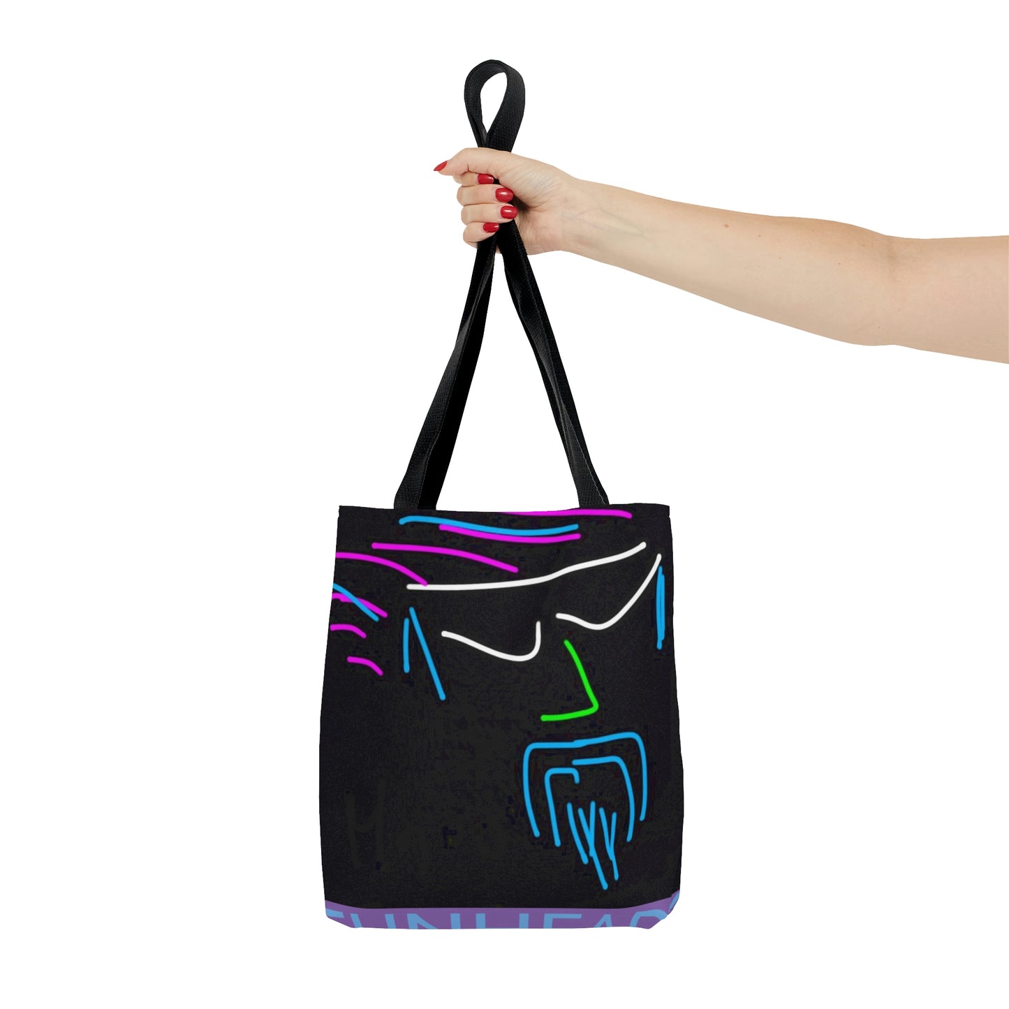 Funhead- Tote Bag (AOP)- Black and Purple
