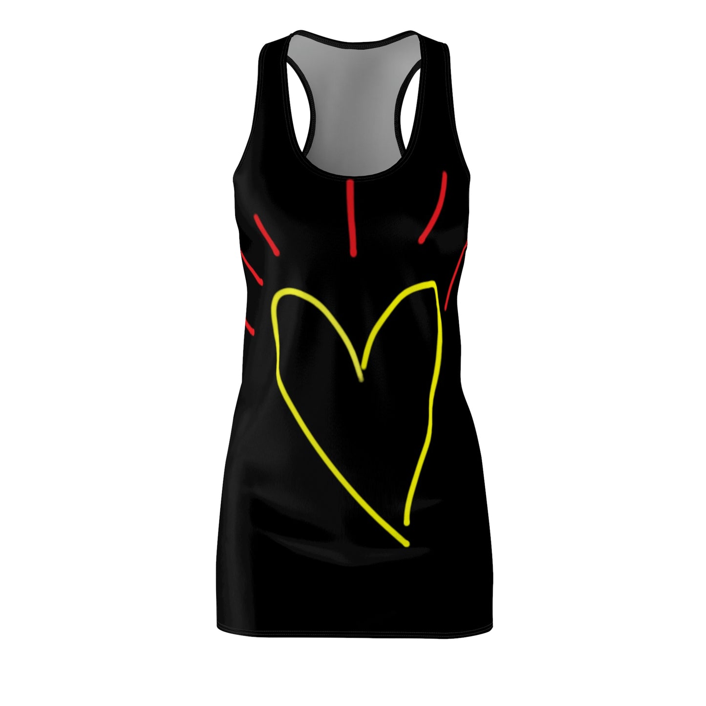 Gold Heart- Women's Cut & Sew Racerback Dress (AOP)- Black